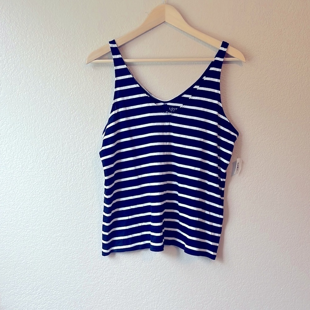 LOVE by GAP Navy & White striped Tank Top Sz Small NWT